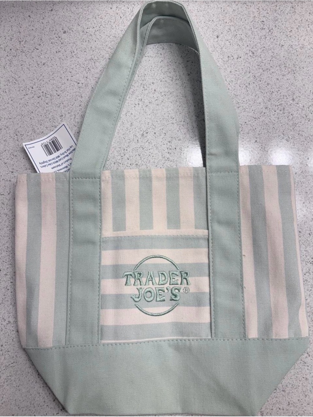 Mint Stripe Canvas Tote Bag